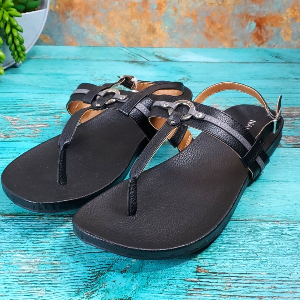 Nautica | Birmingham Black Vegan Leather Summer Beach Swim Sandals
